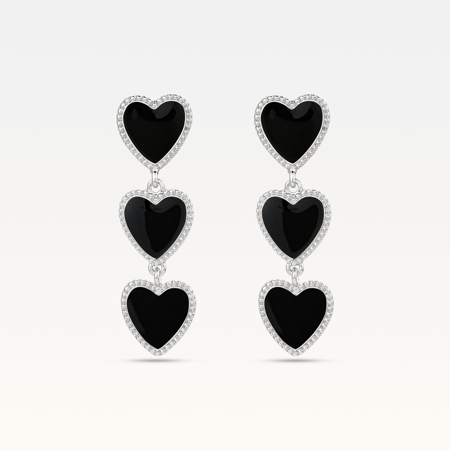MB Maeva Silver-Plated Black Heart Earrings