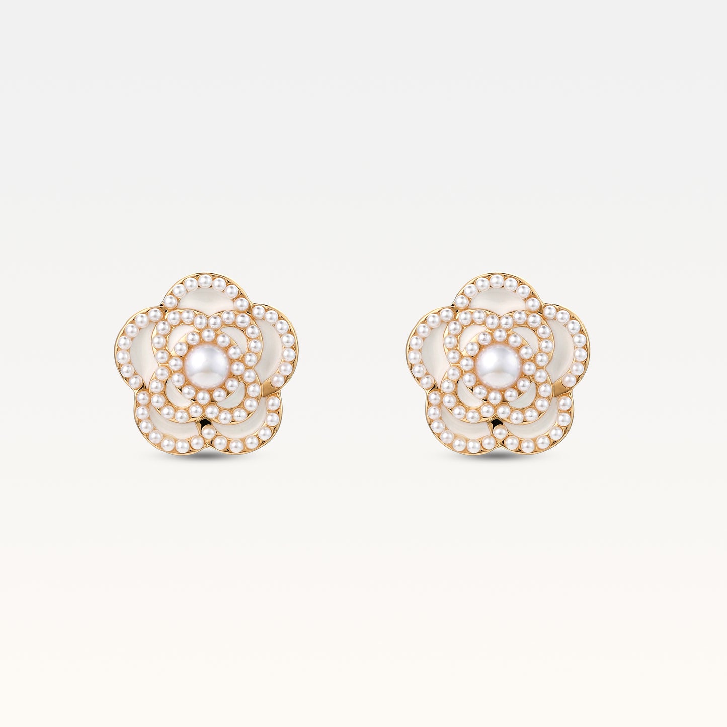 MB Signature Gold-Plated Blanc Camelia Earrings