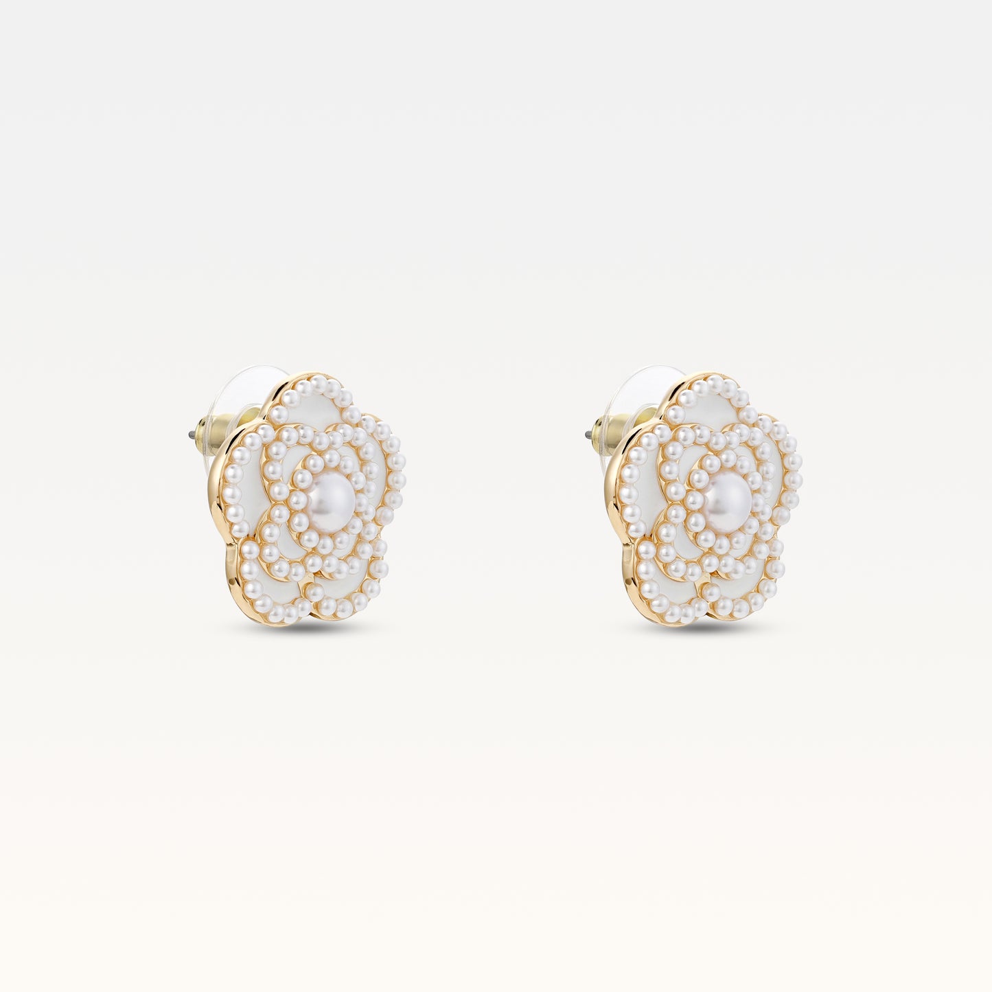 MB Signature Gold-Plated Blanc Camelia Earrings