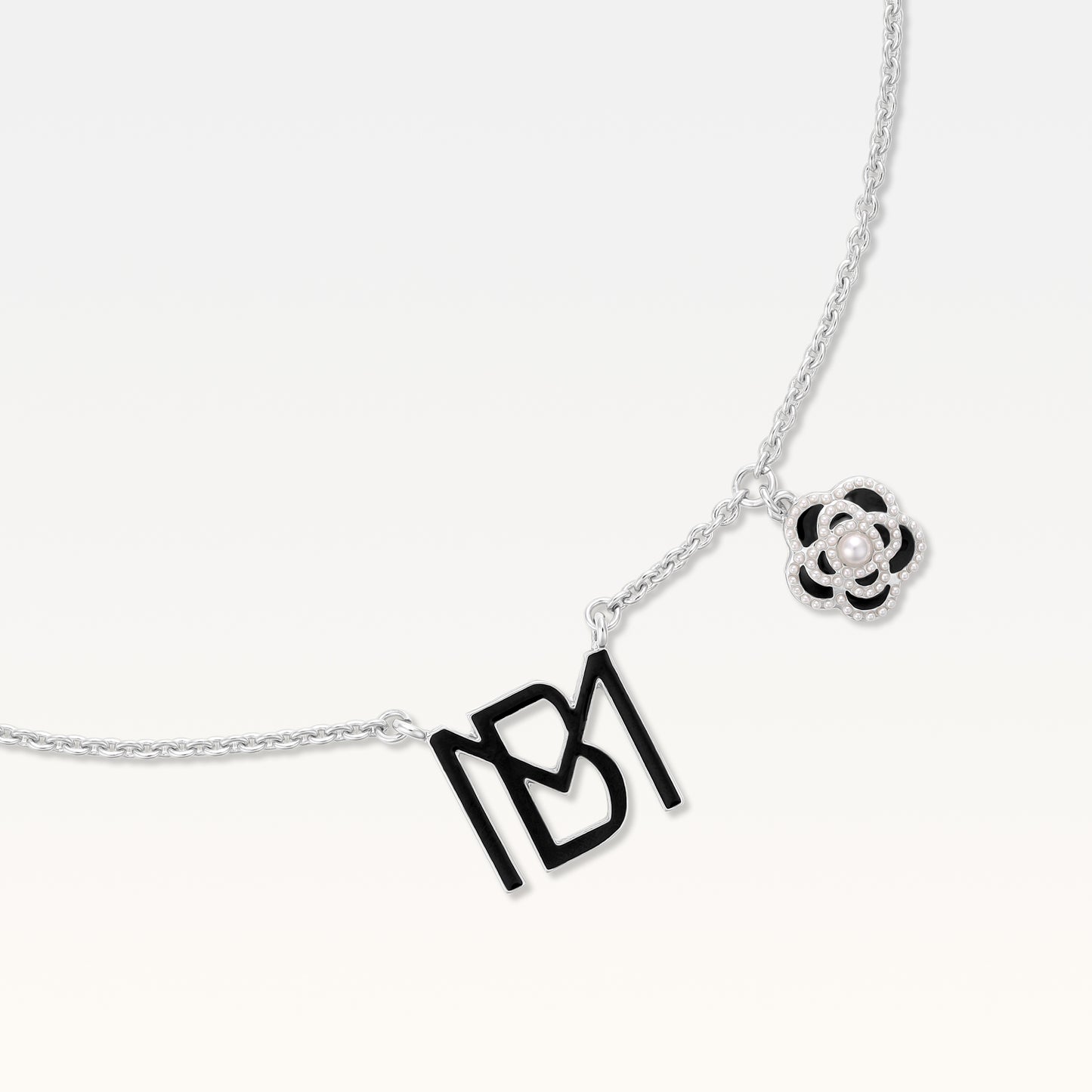 MB Signature Noir Camelia Silver-Plated Necklace