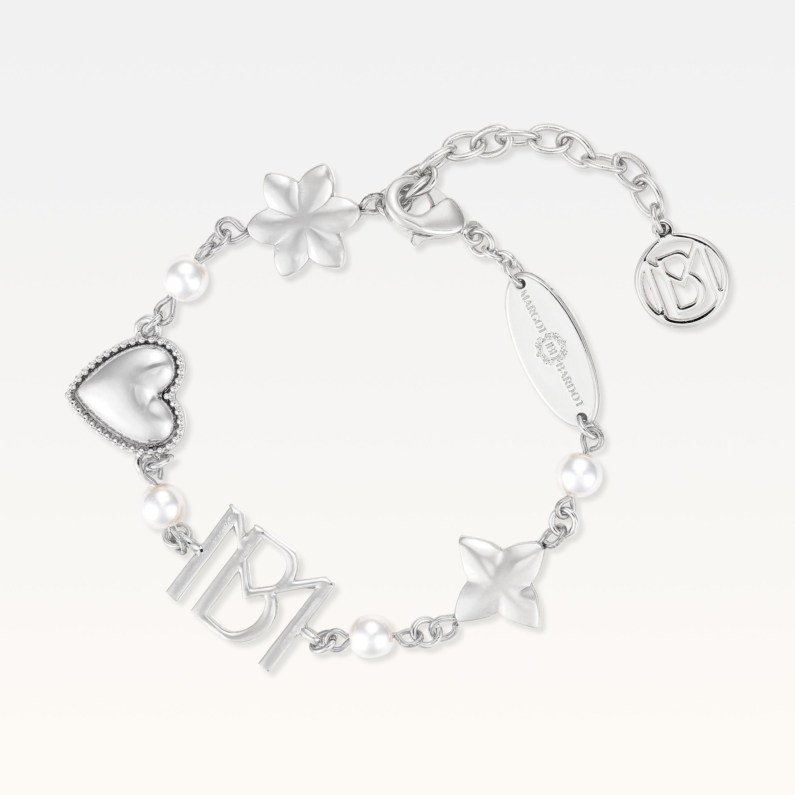 MB Signature Silver-Plated Heart Bracelet