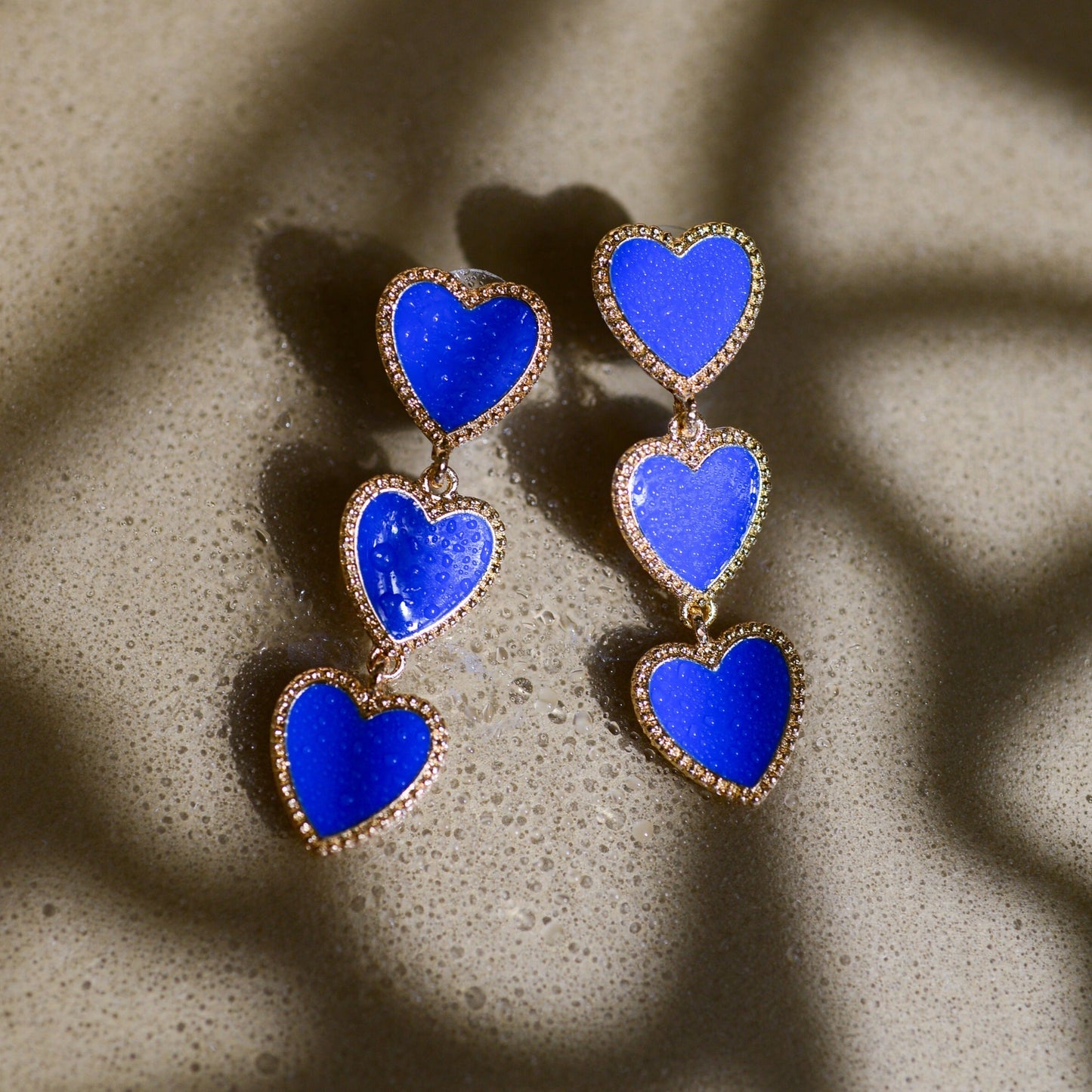 Maeva Heart Earrings - Blue