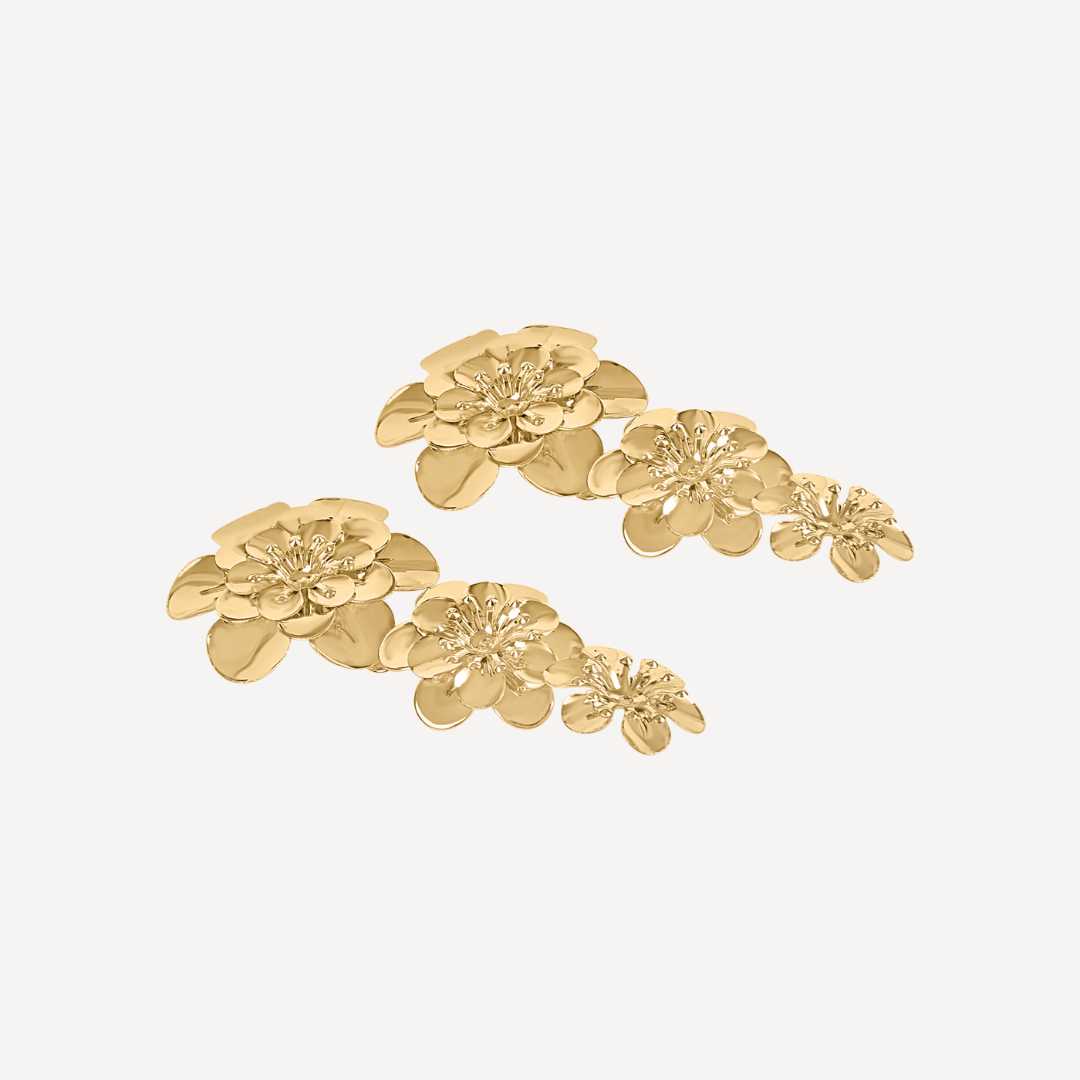 Andrea Flower Earrings - Gold Margot Bardot Online