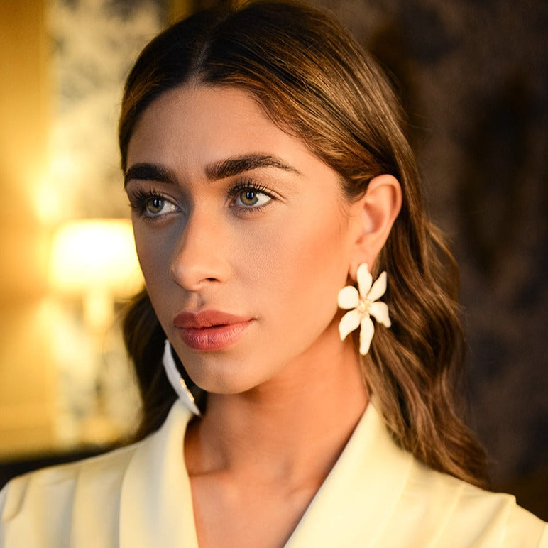 Fleur Flower Earrings - White
