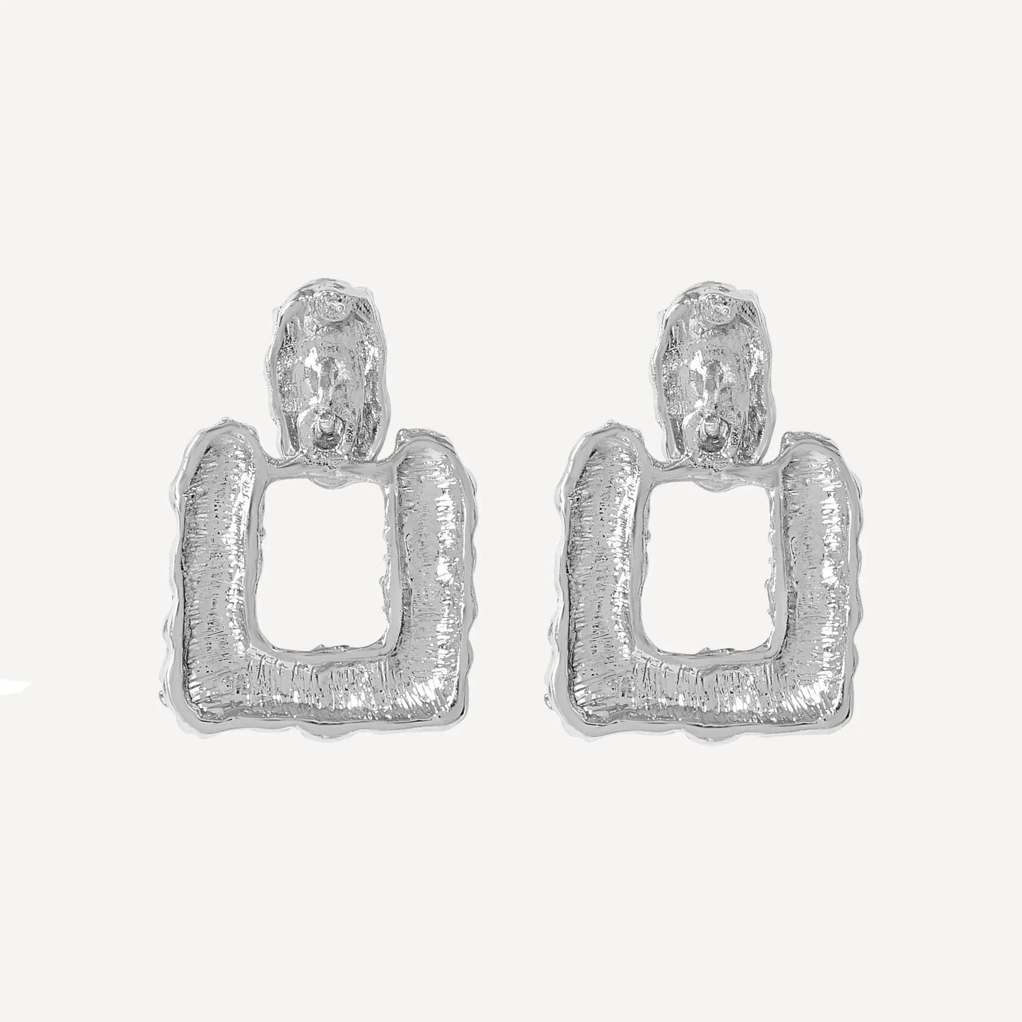 Textured Earrings Square - Silver Margot Bardot Online