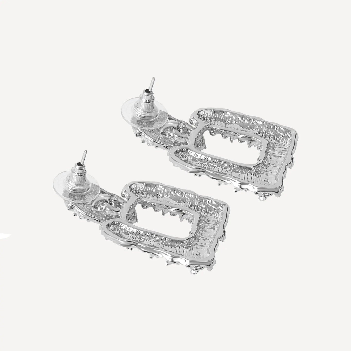 Textured Earrings Square - Silver Margot Bardot Online
