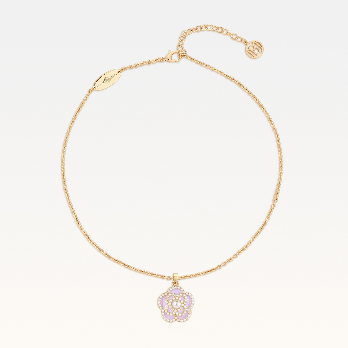 MB Signature Gold-Plated Lavender Mist Camélia Pearl Necklace