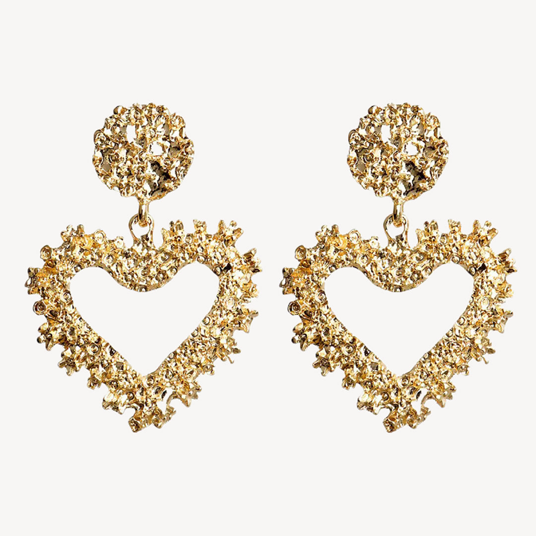 Amelia Crystal Heart Earrings - Gold