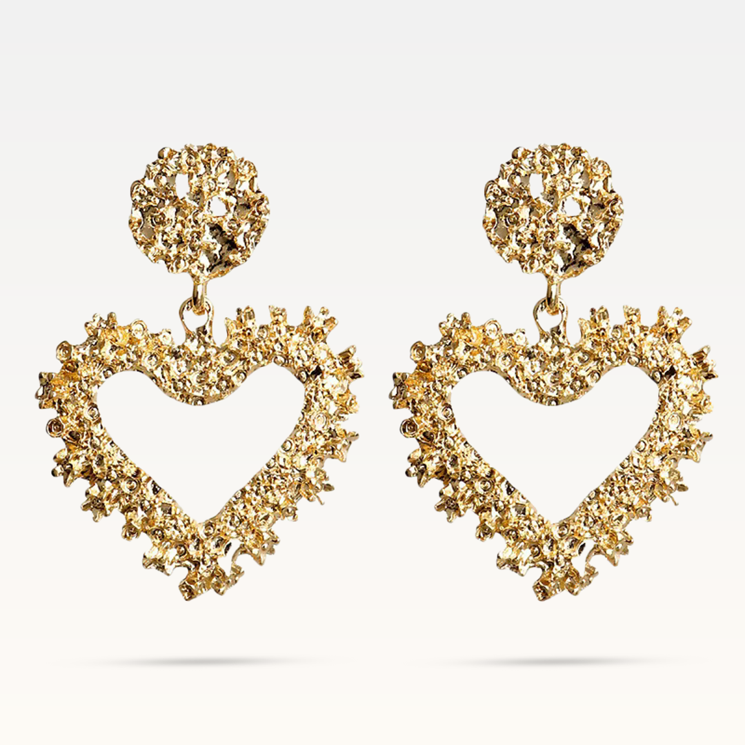 Amelia Crystal Heart Earrings - Gold