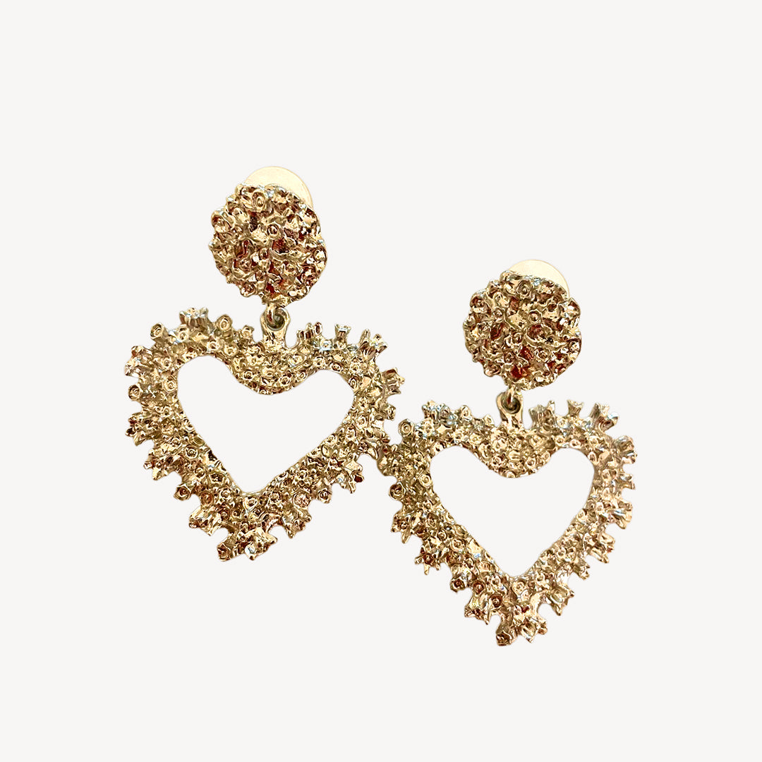 Amelia Crystal Heart Earrings - Gold