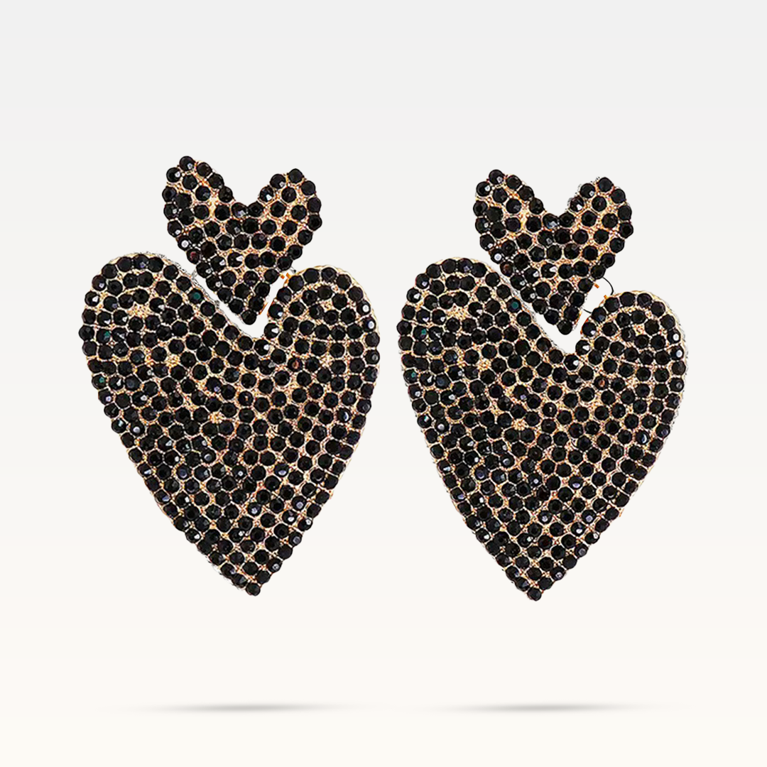 Iona Heart Earrings - Black