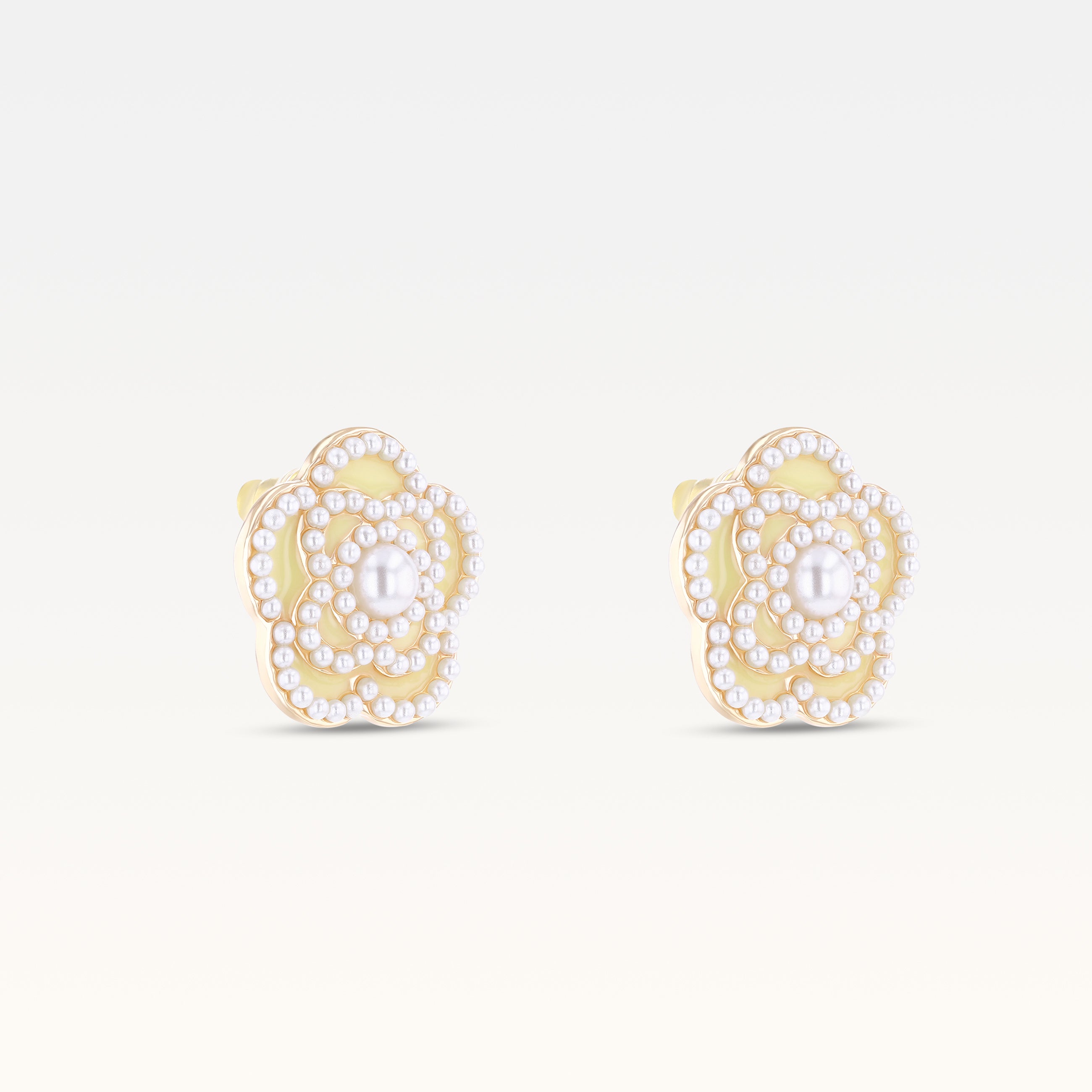 MB Côte d'Azur Gold-Plated Peach Nude Camélia Earrings