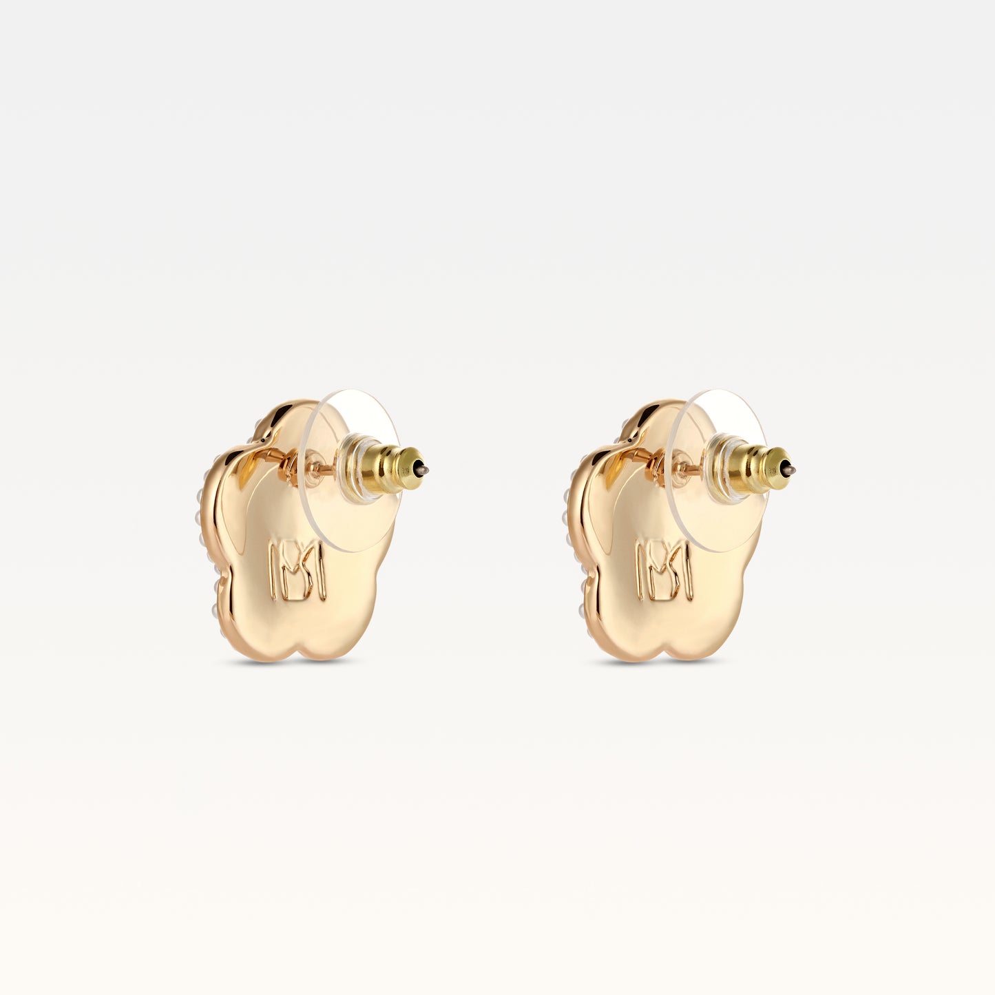 MB Côte d'Azur Gold-Plated Peach Nude Camélia Earrings