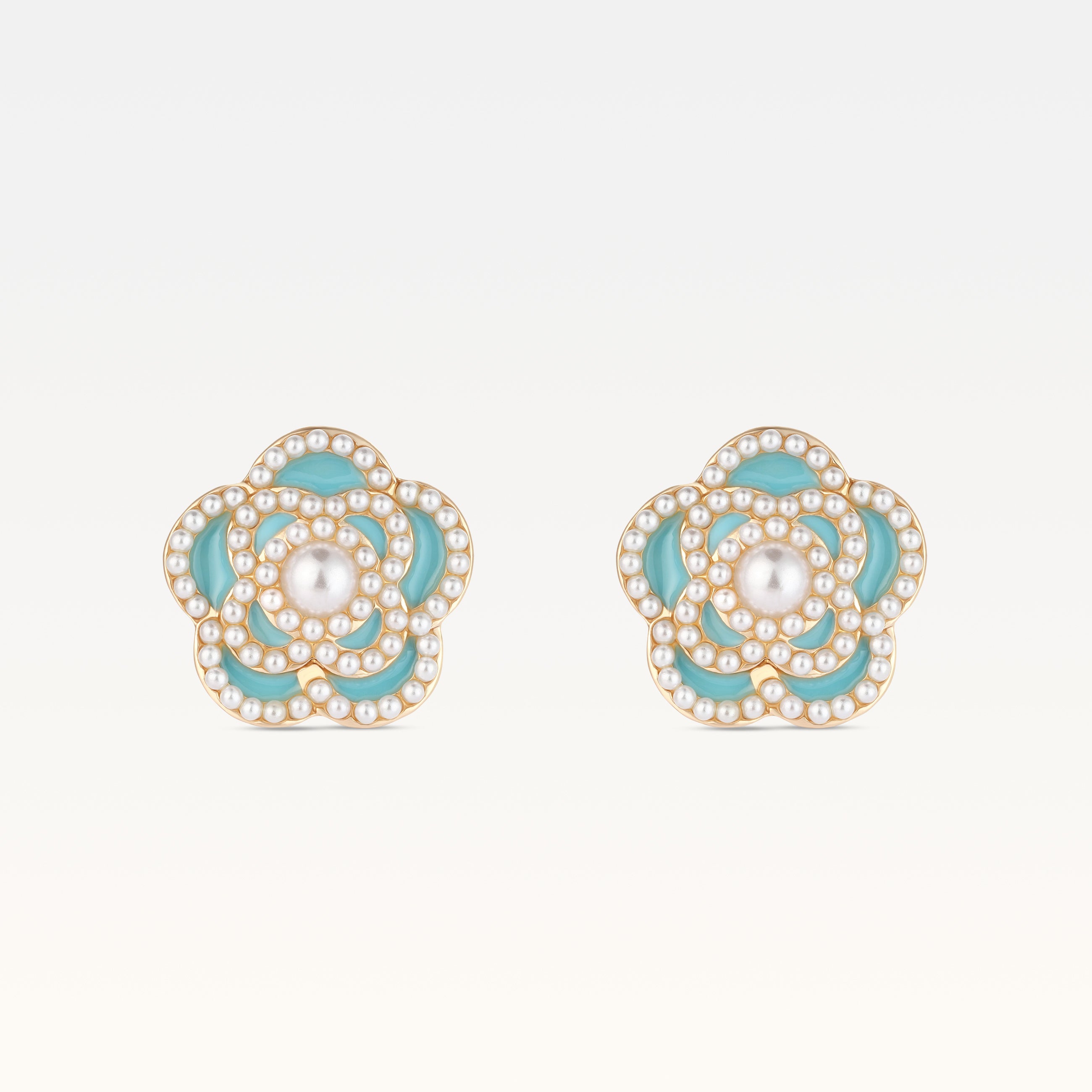 MB Côte d'Azur Gold-Plated Azure Breeze Camélia Earrings