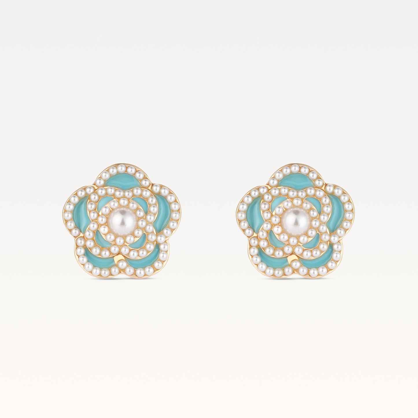 MB Côte d'Azur Gold-Plated Azure Breeze Camélia Earrings