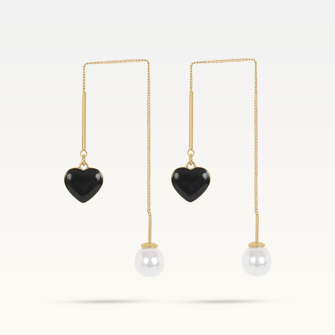 Arabella Heart Drop Earrings - Black