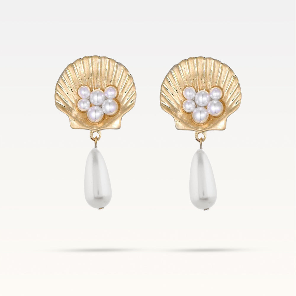 Attina Pearl Drop Earrings - Gold