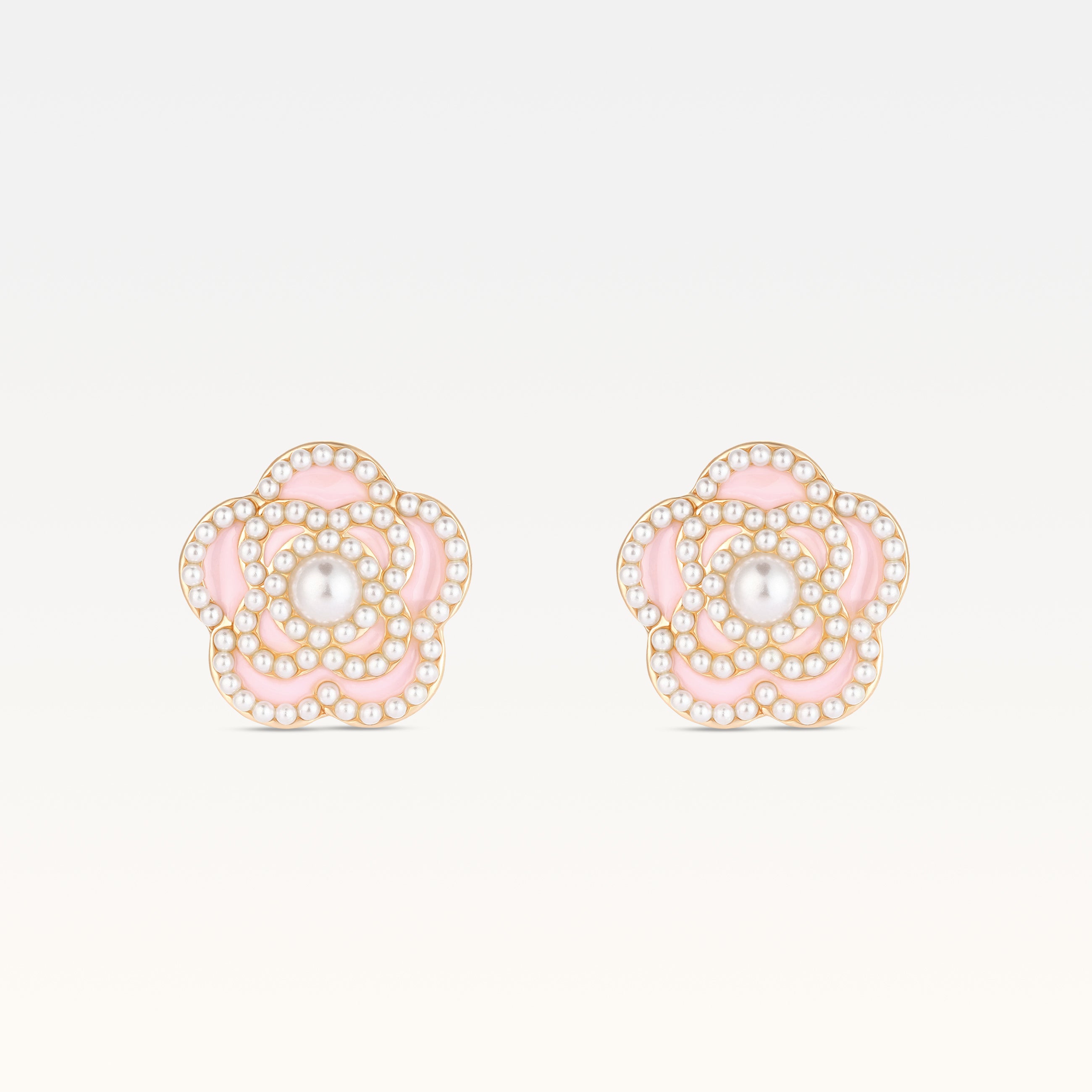 MB Côte d'Azur Gold-Plated Blush Rose Camélia Earrings