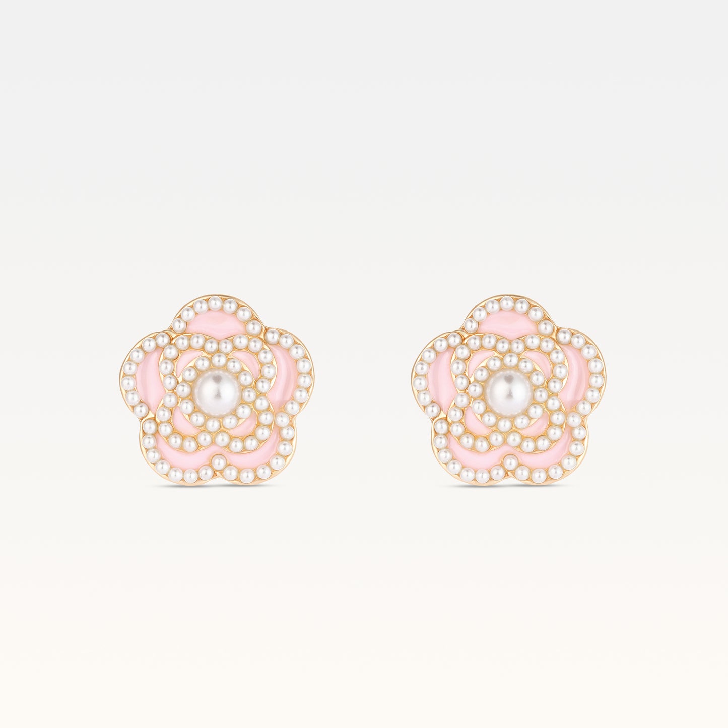 MB Côte d'Azur Gold-Plated Blush Rose Camélia Earrings