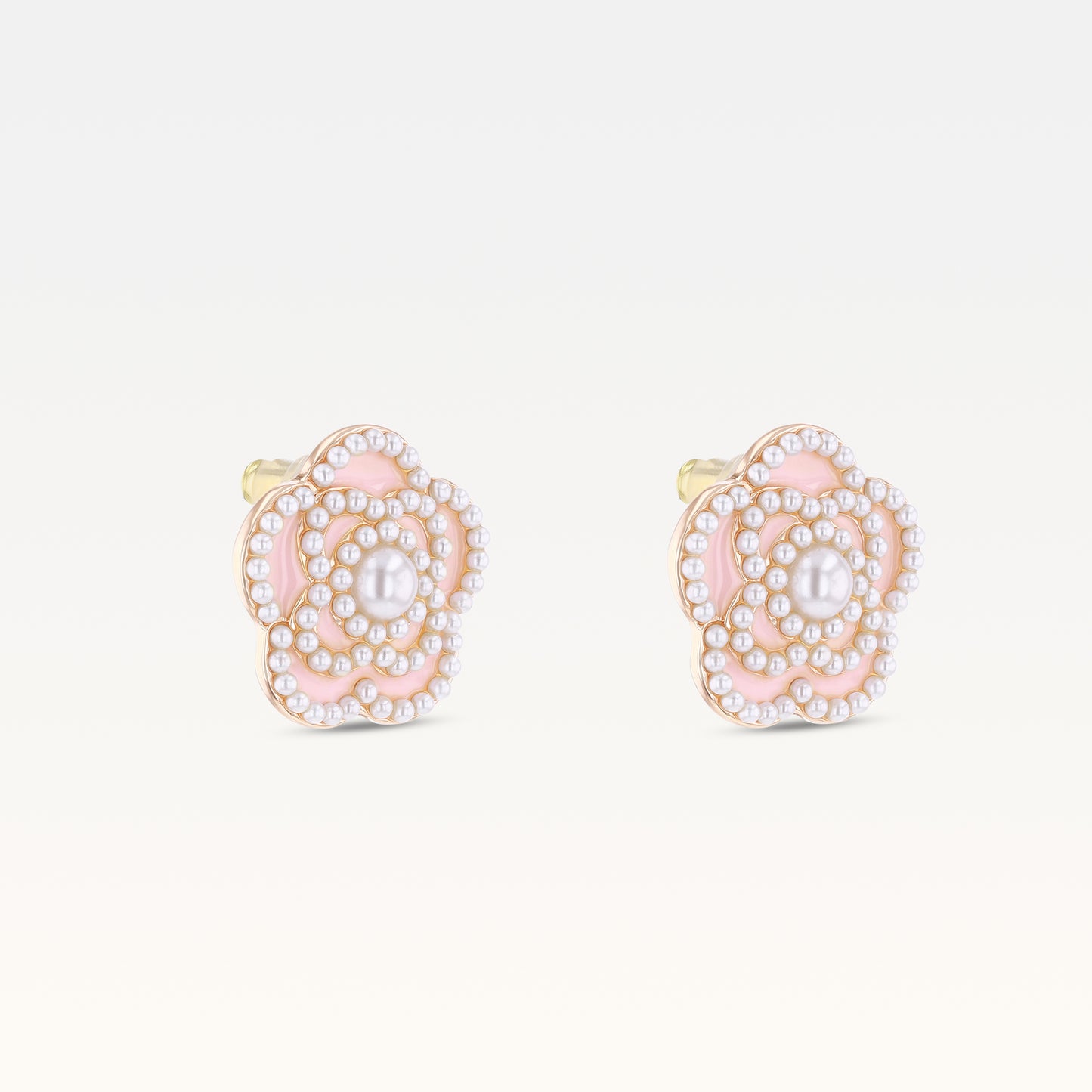 MB Côte d'Azur Gold-Plated Blush Rose Camélia Earrings