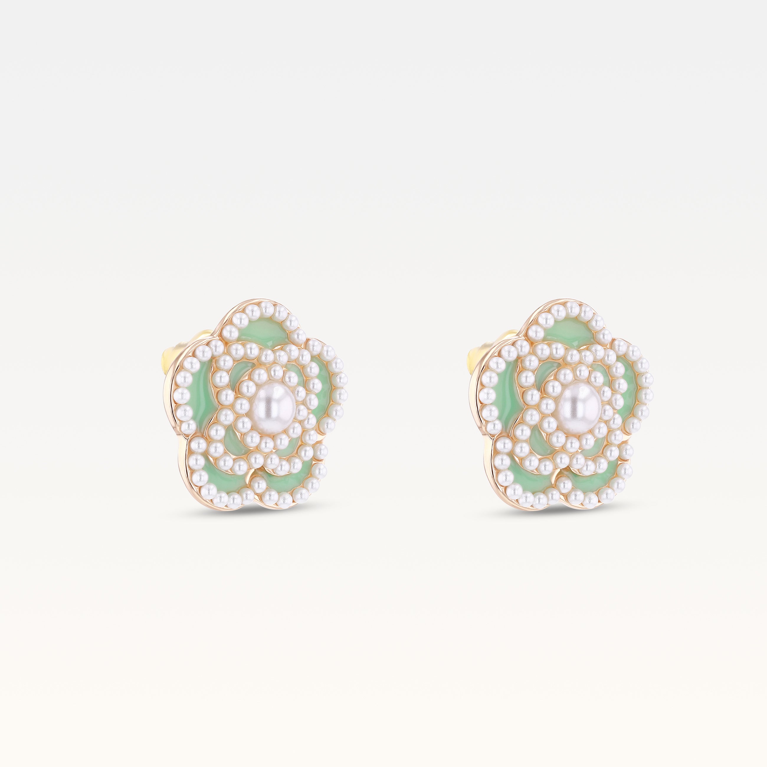 MB Côte d'Azur Gold-Plated Mint Créme Camélia Earrings