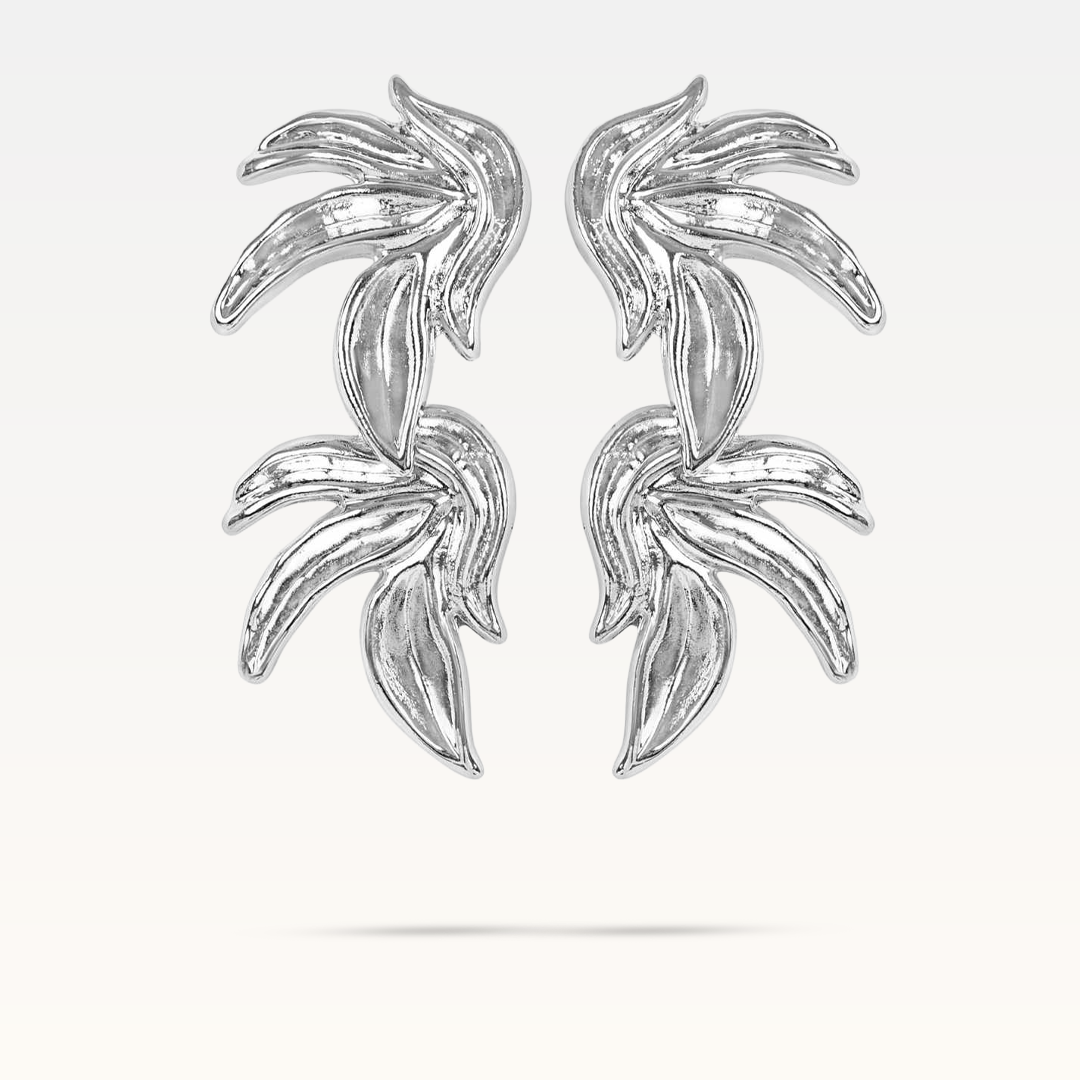 Brenda Leaf Earrings - Silver