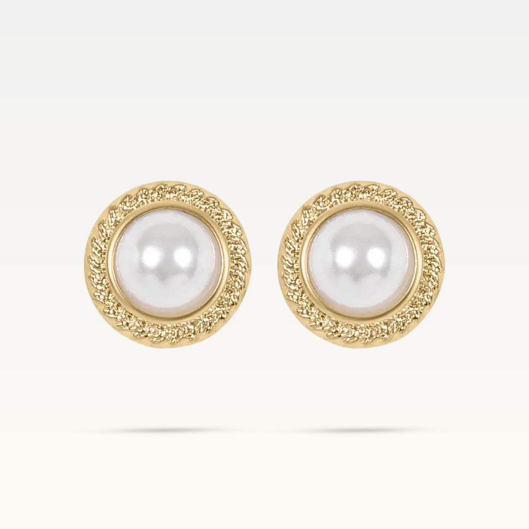 Chantal Pearl Stud Earrings - Gold