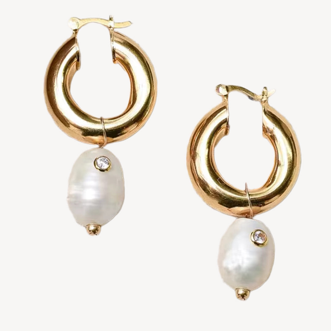 Christine Pearl Earrings - Gold