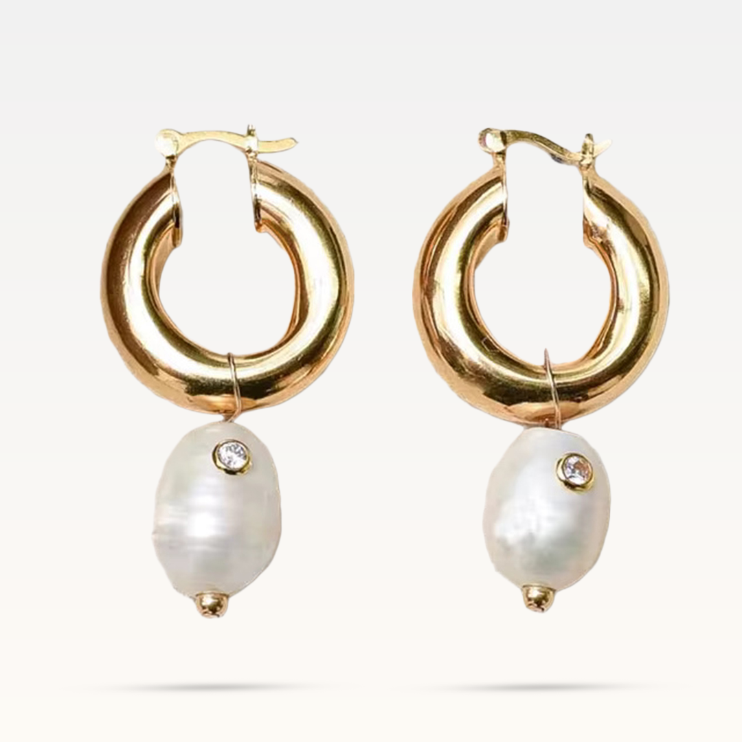 Christine Pearl Earrings - Gold