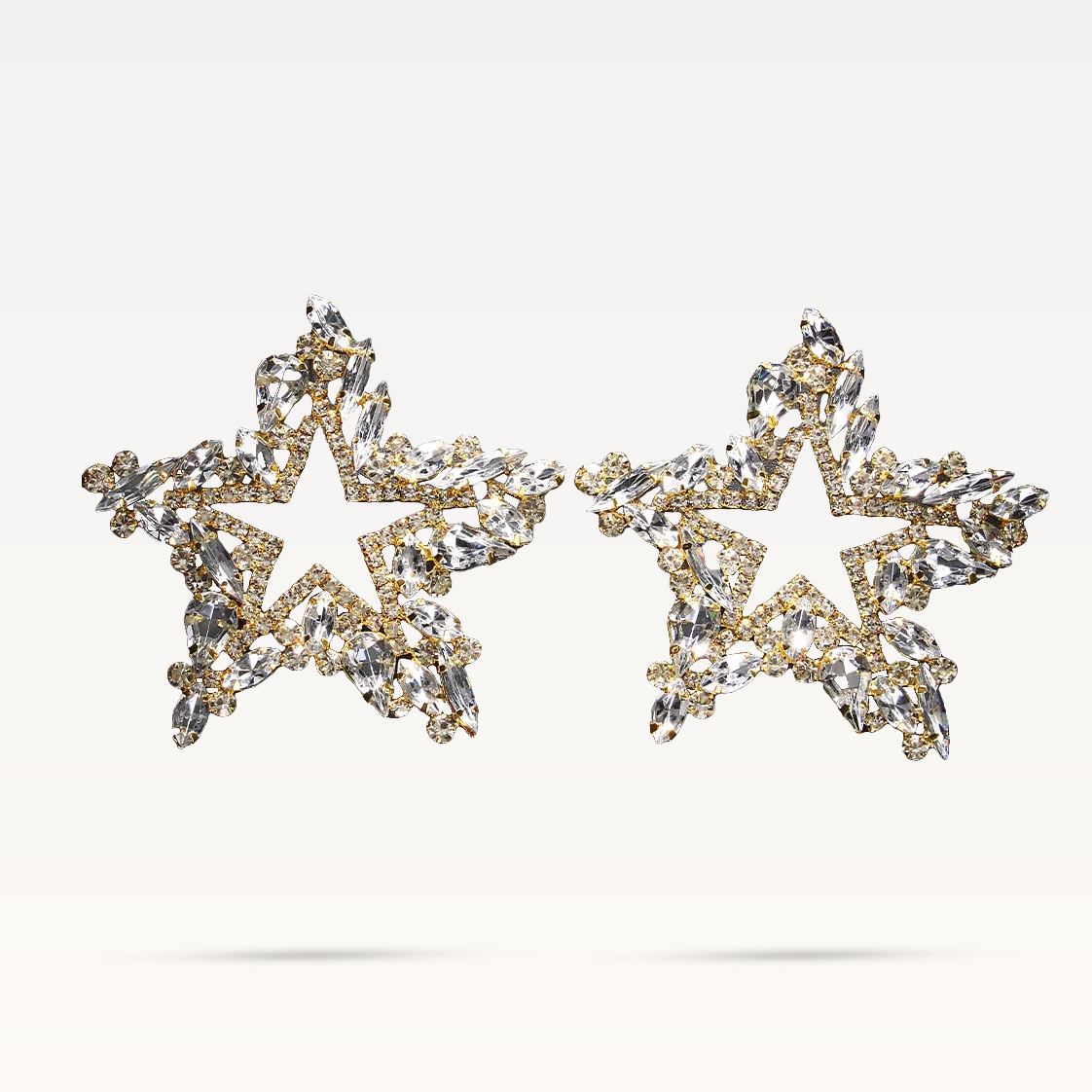 Crystal Star Earrings - Gold