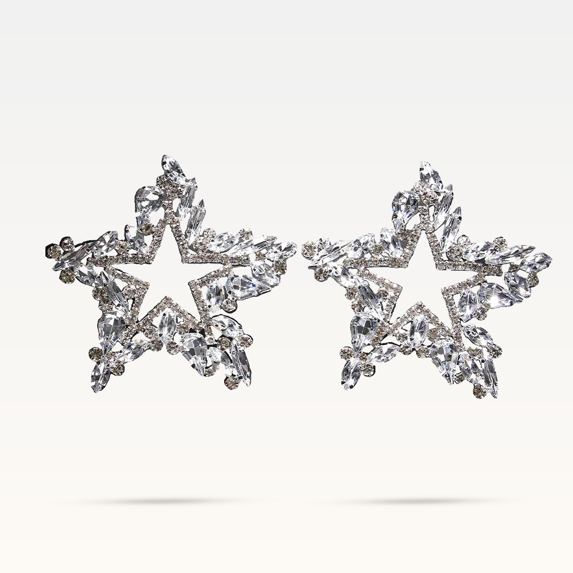 Crystal Star Earrings - Silver