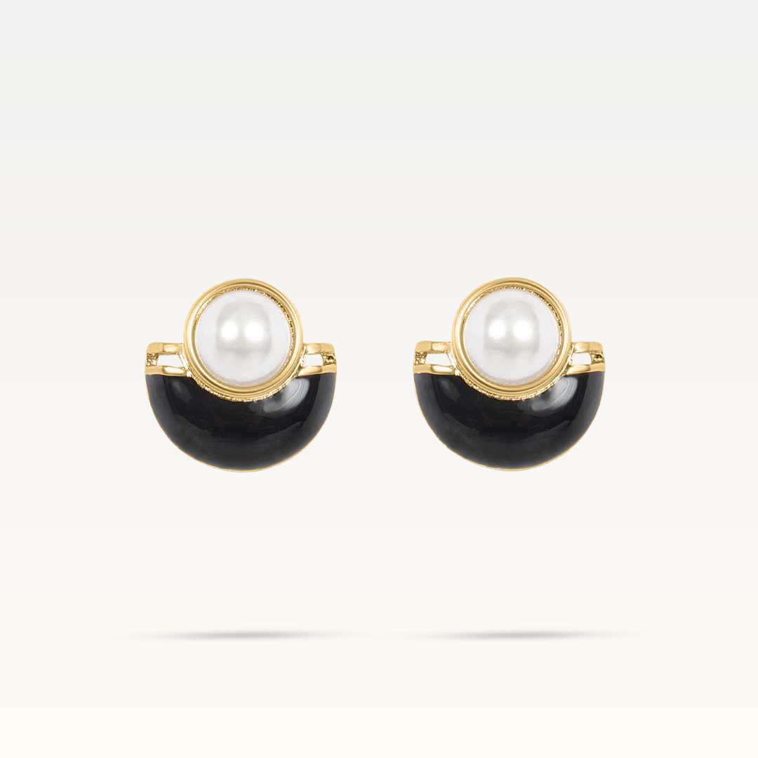 Daphne Pearl Earrings - Black