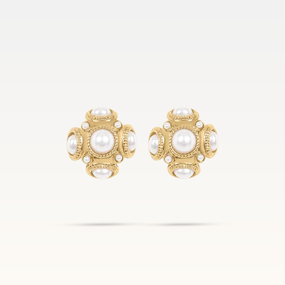 Elodie Pearl Stud Earrings - Gold