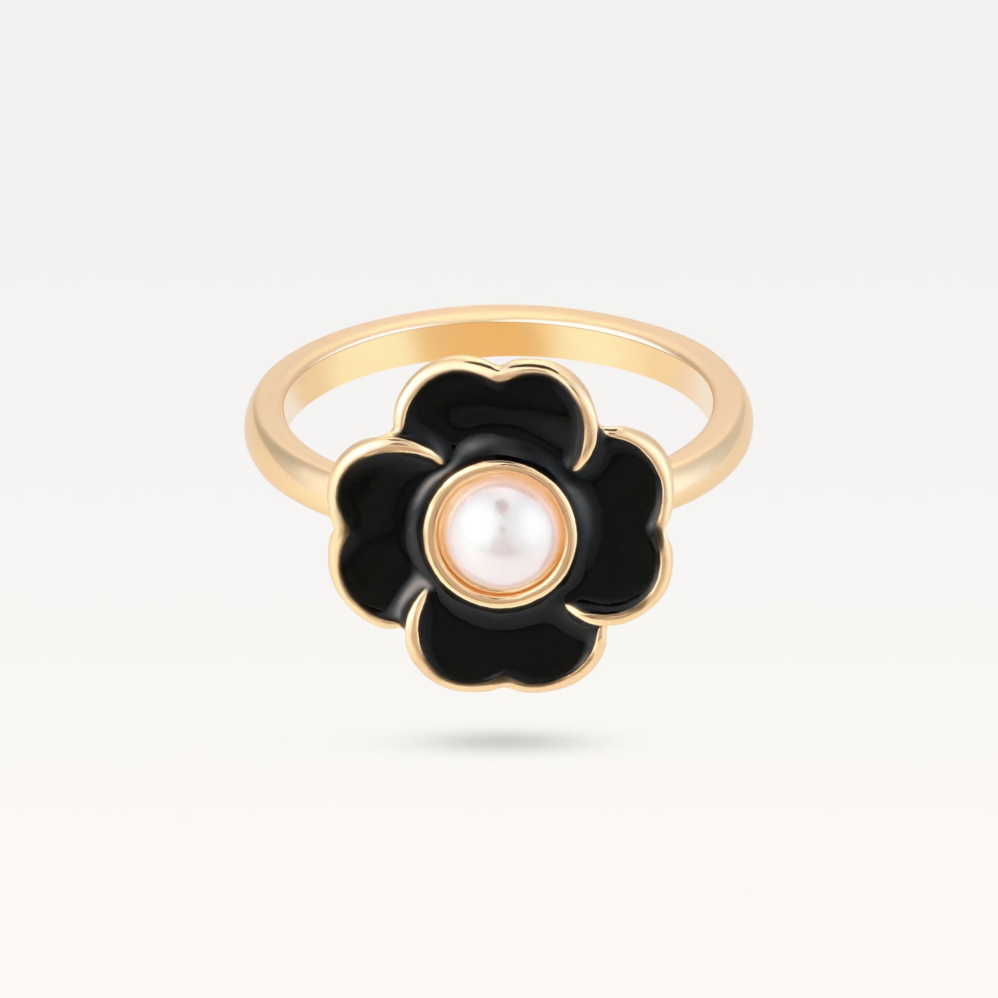 MB Côte d'Azur Gold-Plated Noir Trèfle Pearl Ring