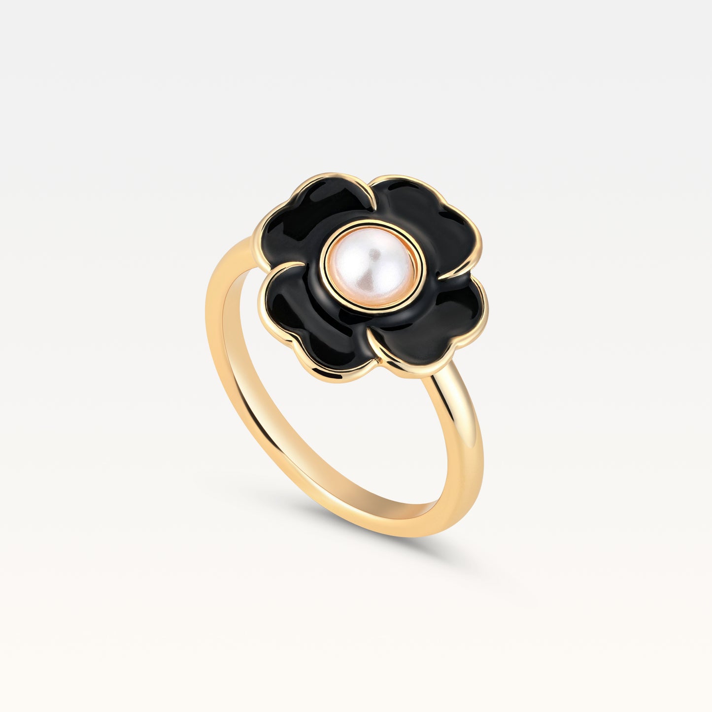 MB Côte d'Azur Gold-Plated Noir Trèfle Pearl Ring