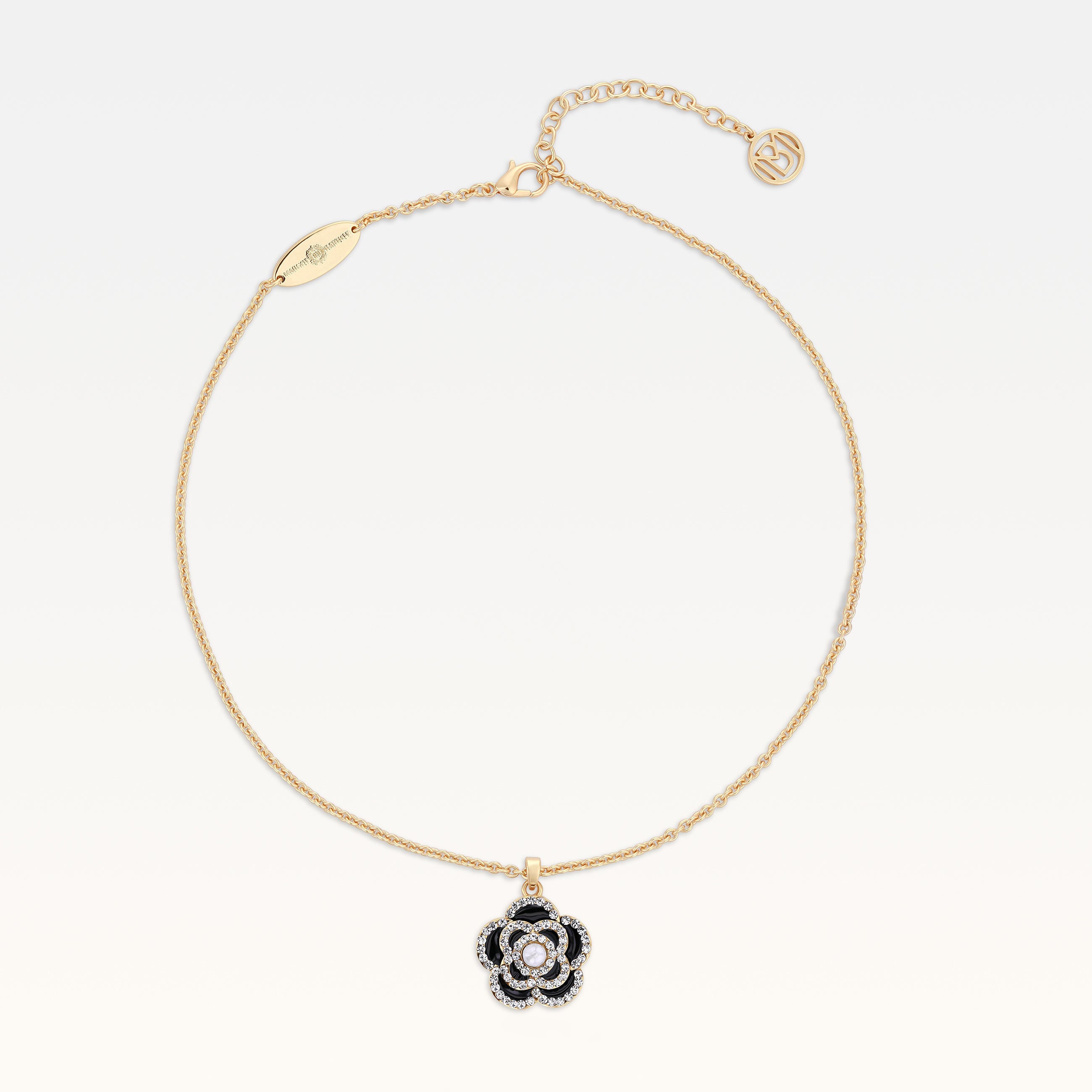 MB Côte d'Azur Gold-Plated Noir Camélia Crystal Necklace