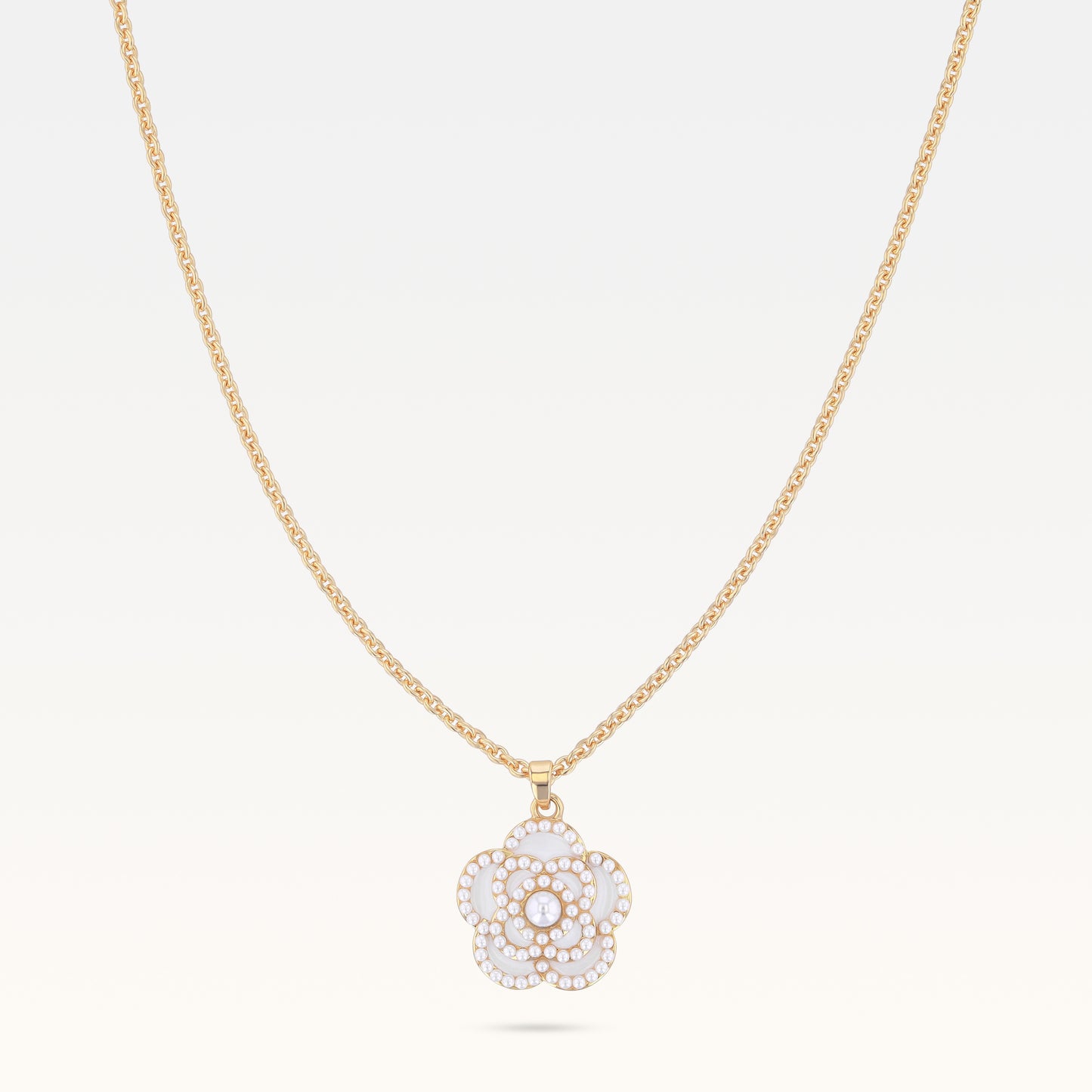 MB Signature Gold-Plated Blanc Camélia Pearl Necklace