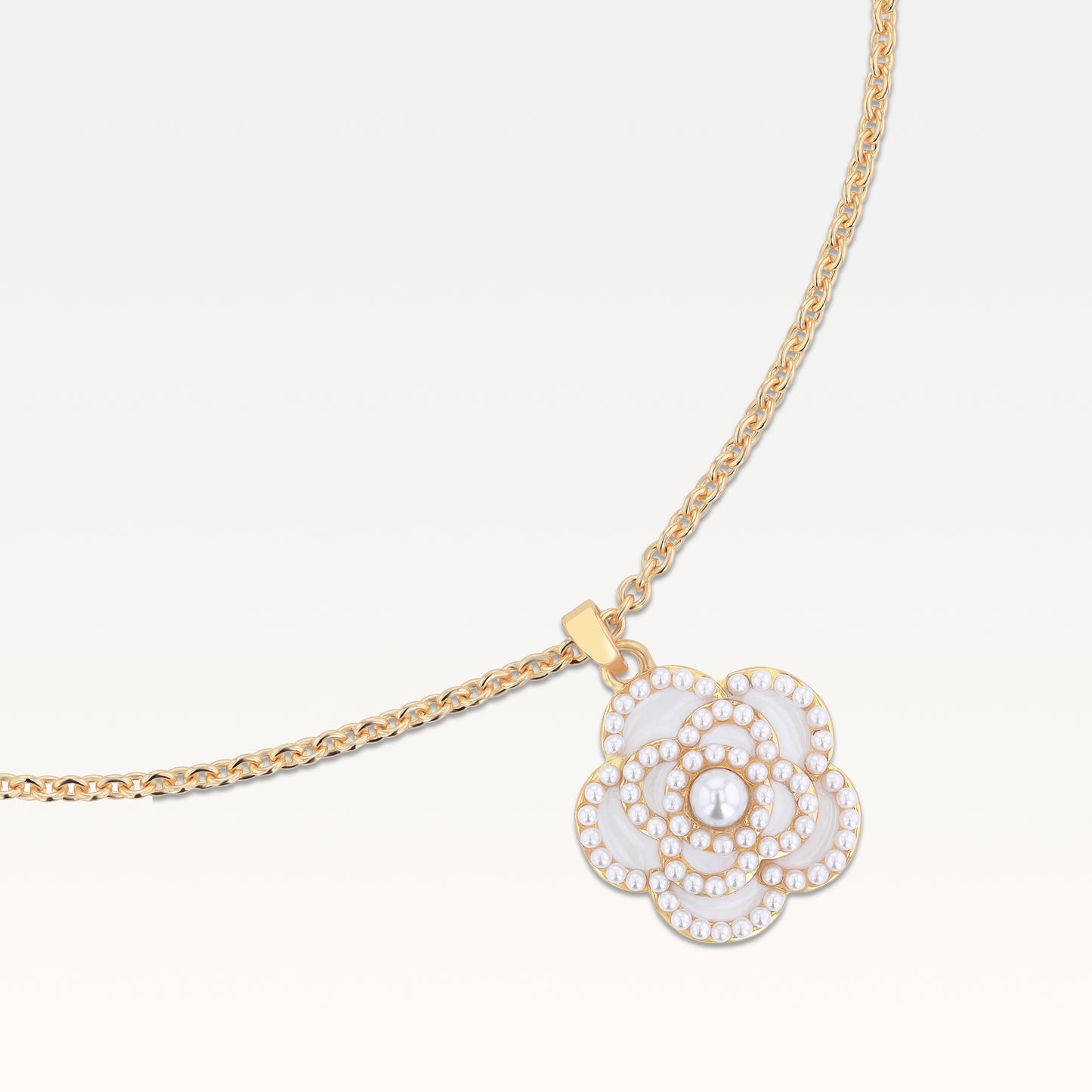 MB Signature Gold-Plated Blanc Camélia Pearl Necklace