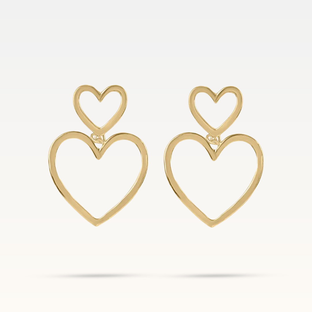 Genevieve Heart Earrings - Gold