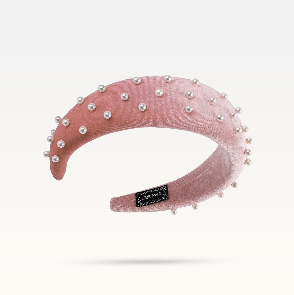 Hairband Velvet & Pearl - Rose