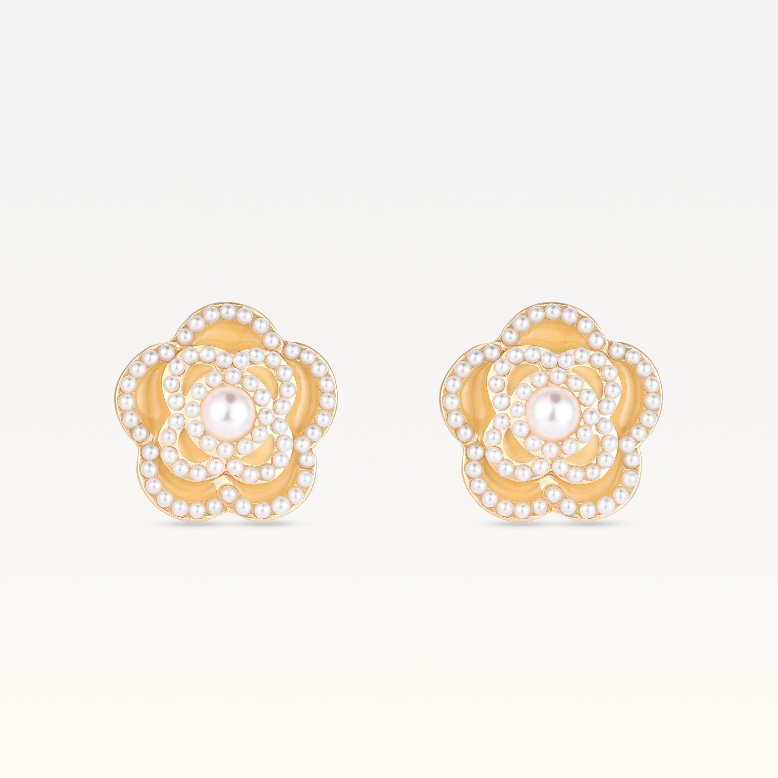 MB Côte d'Azur Gold-Plated Bright Pastel Yellow Camélia Earrings