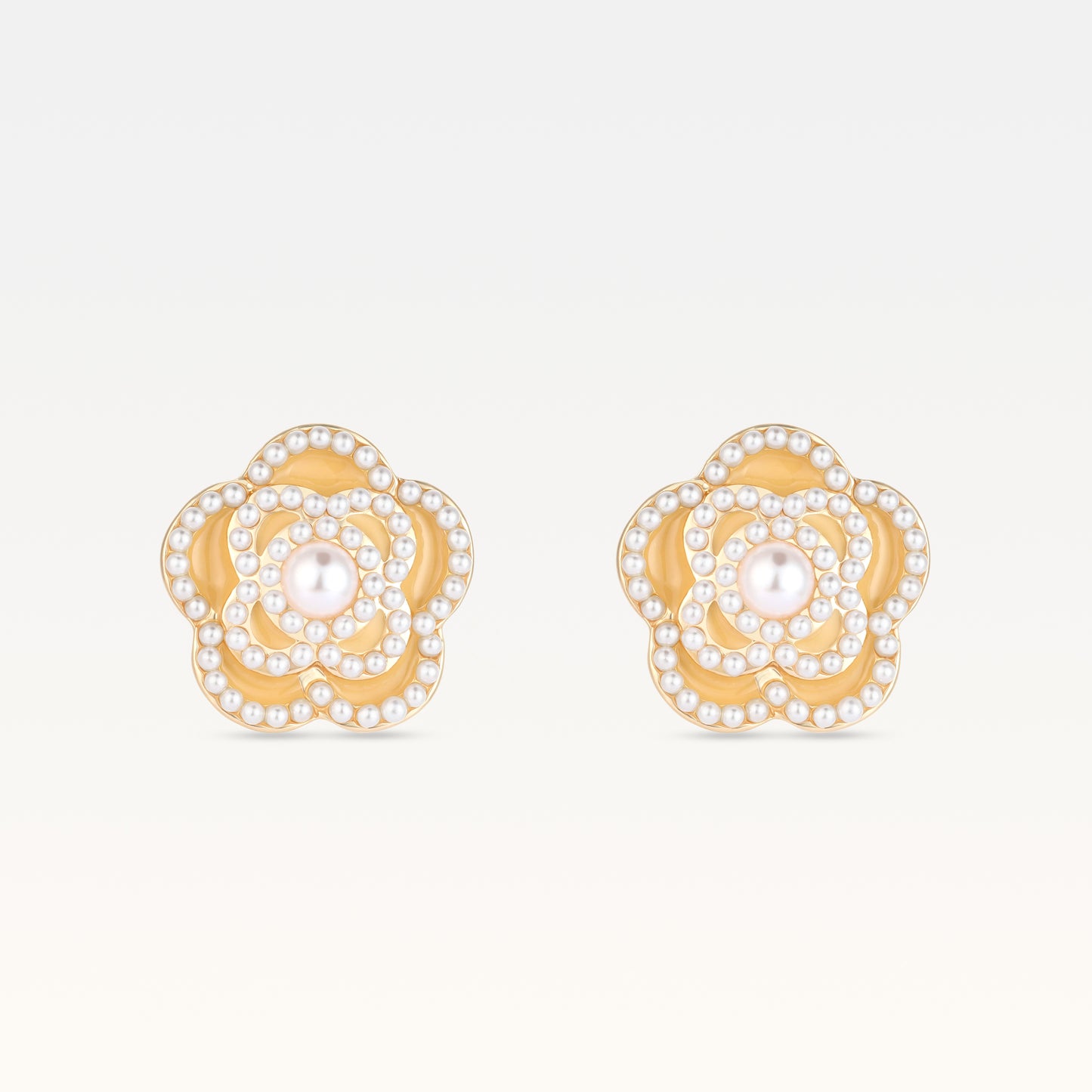 MB Côte d'Azur Gold-Plated Bright Pastel Yellow Camélia Earrings