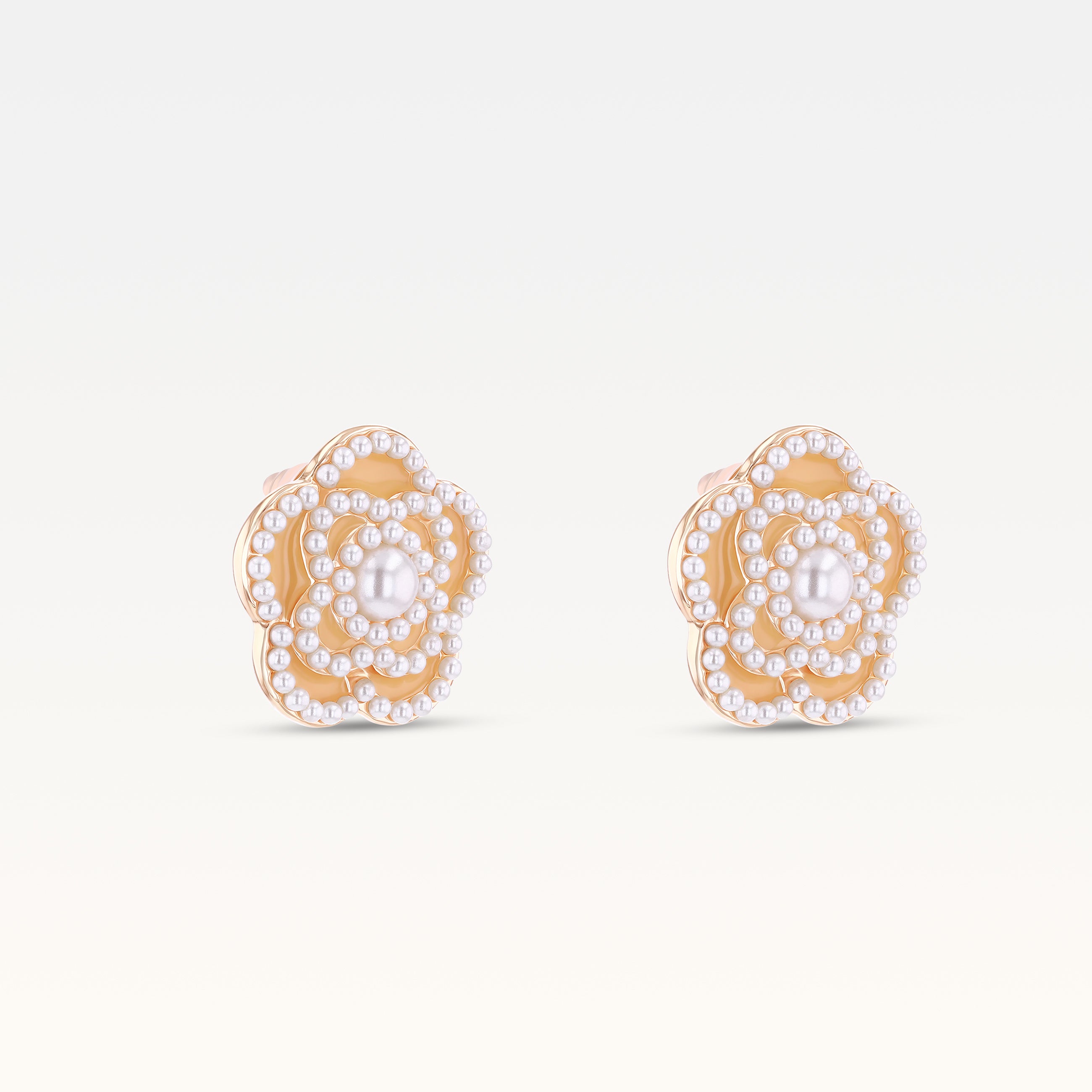 MB Côte d'Azur Gold-Plated Bright Pastel Yellow Camélia Earrings