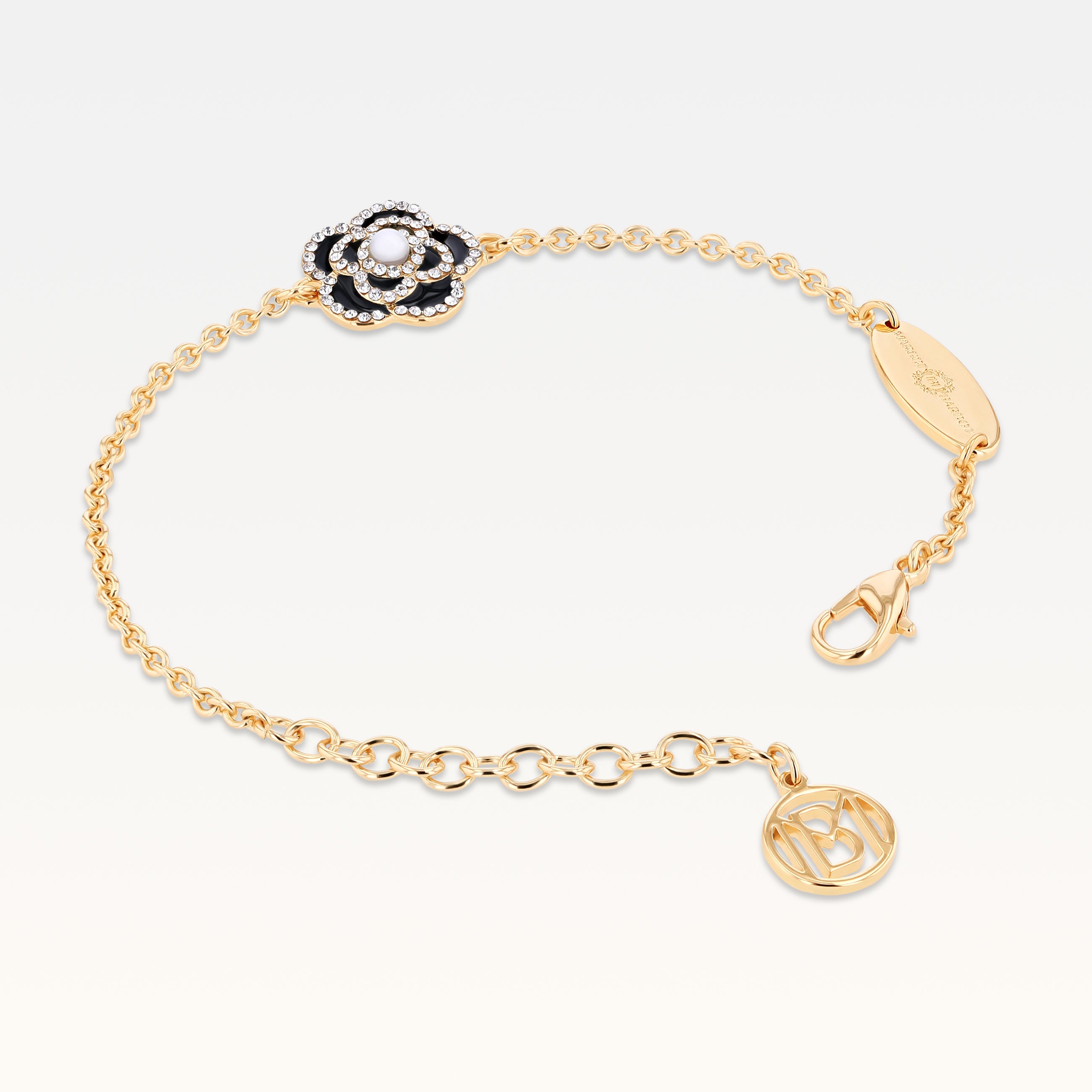MB Côte d'Azur Gold-Plated Noir Camélia Crystal Bracelet