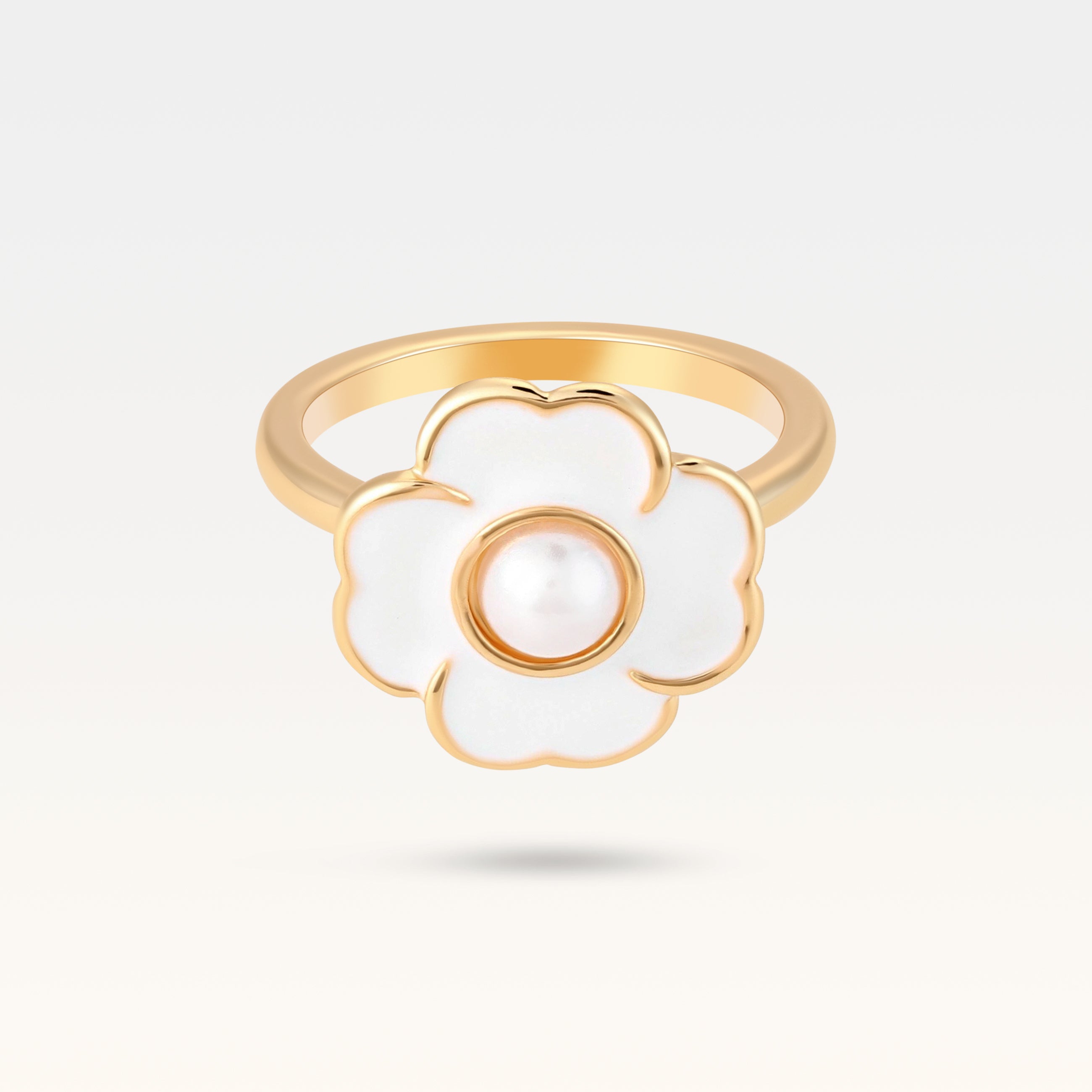 MB Côte d'Azur Gold-Plated Blanc Trèfle Pearl Ring