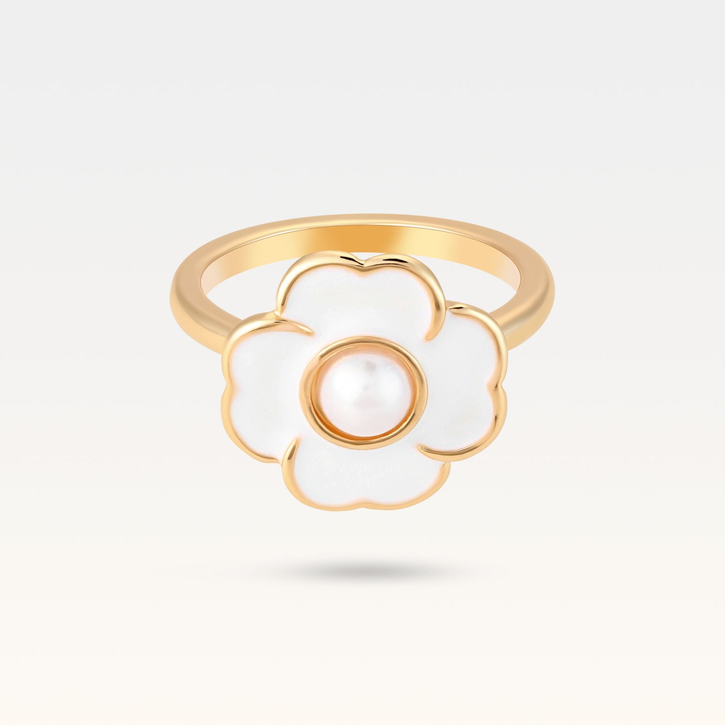 MB Côte d'Azur Gold-Plated Blanc Trèfle Pearl Ring