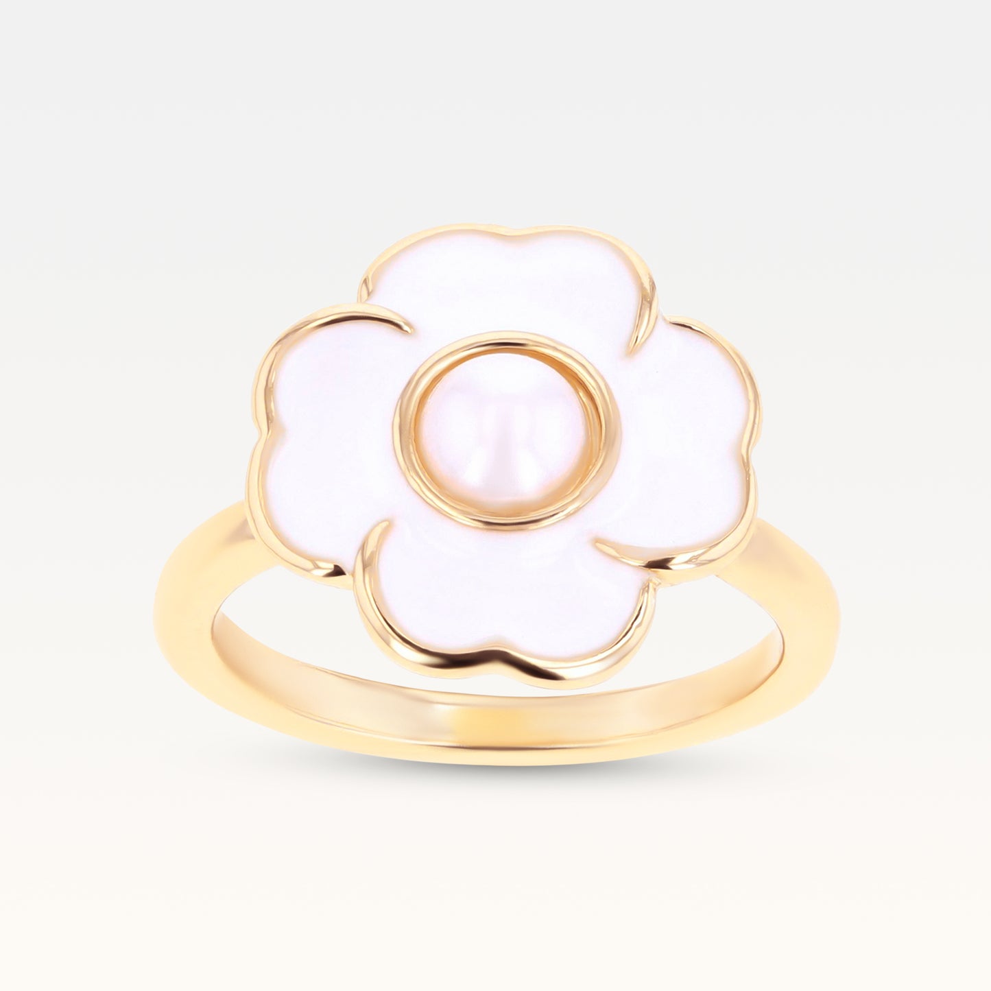 MB Côte d'Azur Gold-Plated Blanc Trèfle Pearl Ring