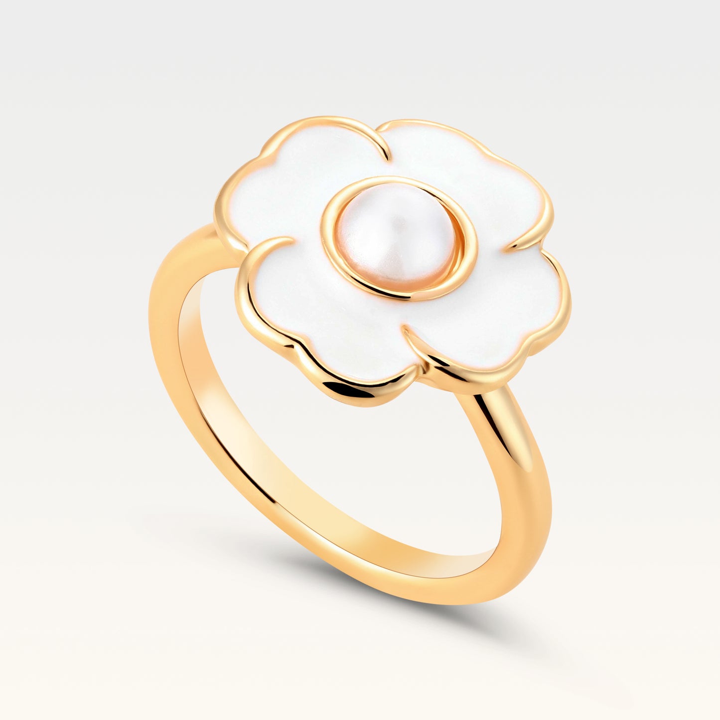 MB Côte d'Azur Gold-Plated Blanc Trèfle Pearl Ring