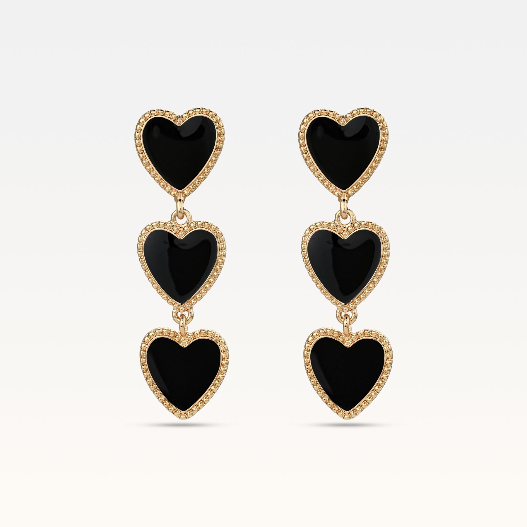 MB Maeva Gold-Plated Black Heart Earrings