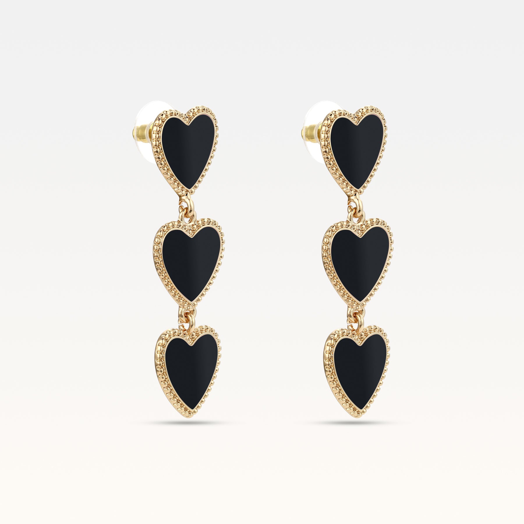 MB Maeva Gold-Plated Black Heart Earrings